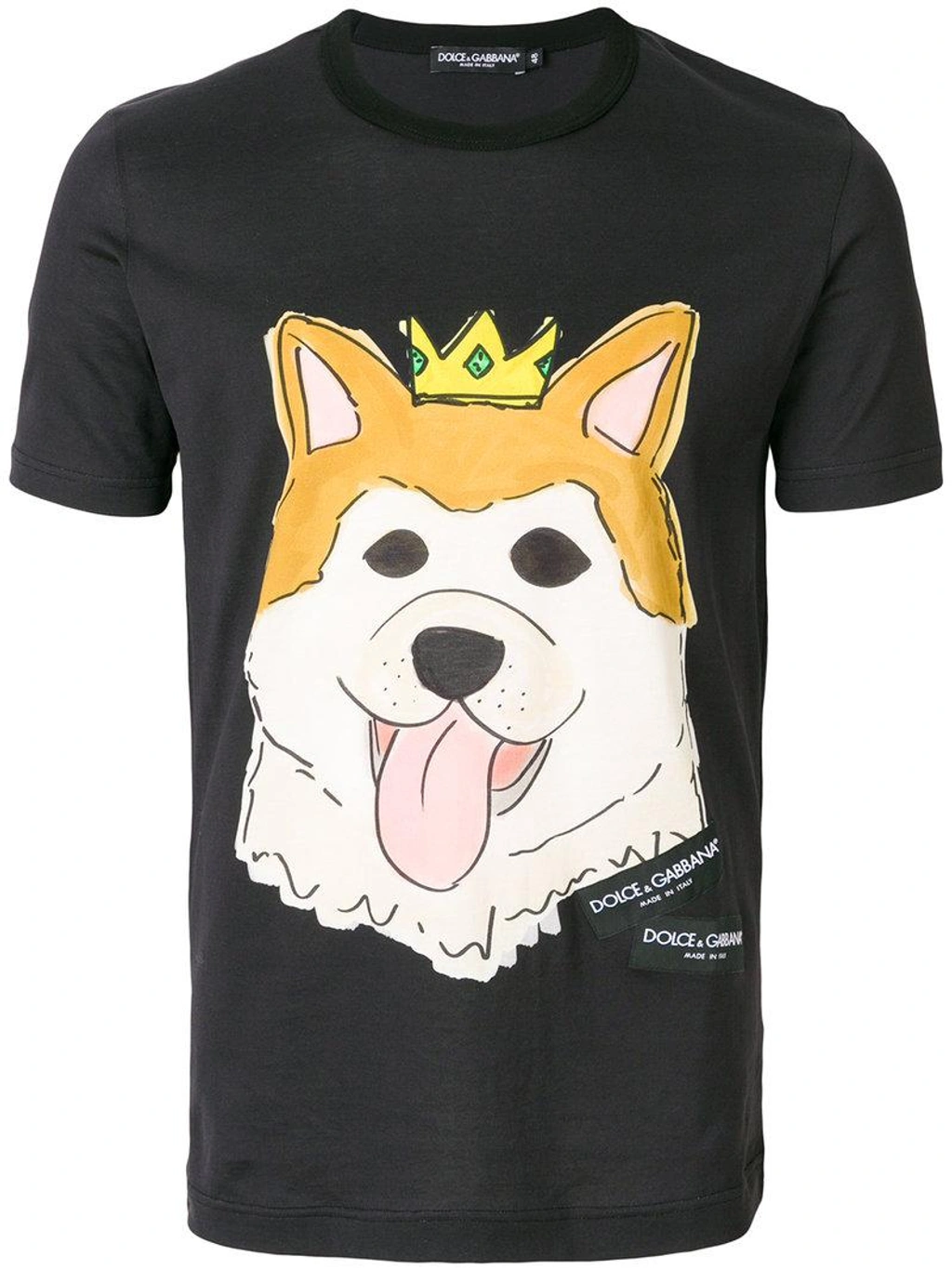 Dolce & Gabbana Year Of The Dog Cotton Jersey T-shirt In Black