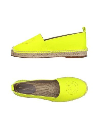 Anya Hindmarch Perforated Leather Espadrilles In Bright Yellow
