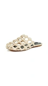 Alexander Wang Amelia Grid Studded Caged Leather Mule Flat In Cashmere