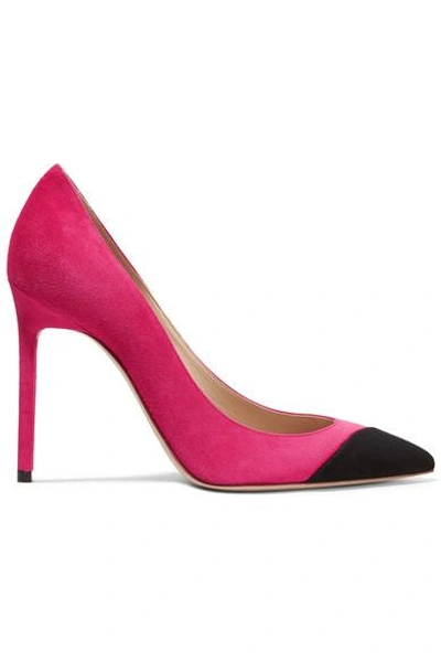 Saint Laurent Anja Two-tone Suede Pumps In Pink