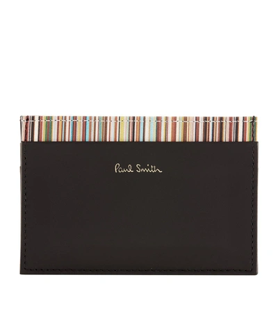 Paul Smith Striped Leather Card Holder In Black