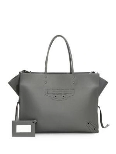 Balenciaga Papier Zip Around Blackout Tote In Acier