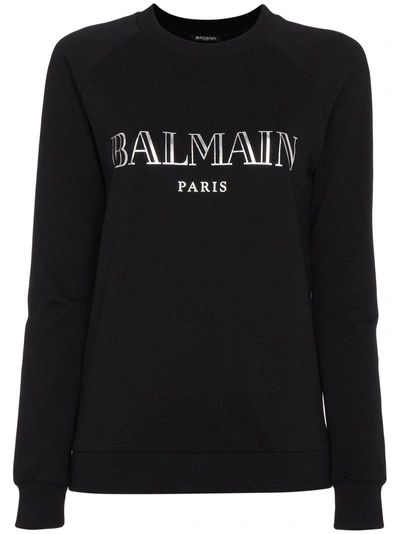 Balmain Long-sleeved Logo Sweatshirt - Black