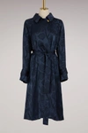 PETER PILOTTO SATIN JACQUARD TRENCH COAT,CT03 PS18/NAVY