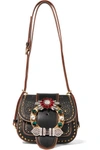 MIU MIU DAHLIA EMBELLISHED TEXTURED-LEATHER SHOULDER BAG