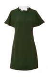 LELA ROSE FLUTTER SLEEVE TUNIC DRESS WITH DETACHABLE COLLAR,PF189130