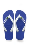 Havaianas Brasil Logo Flip Flops In Marine Blue