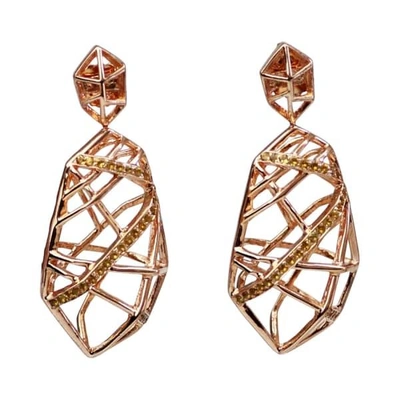 Bellus Domina Gold Plated Crossover Amethyst Earrings