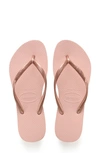 Havaianas Slim Metallic Ballet Rose/golden Blush In Ballet Rose