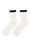 Valentino Striped Ribbed Socks In Nerobianco