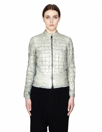 Isaac Sellam Crocodile Leather Affamee Jacket In Grey