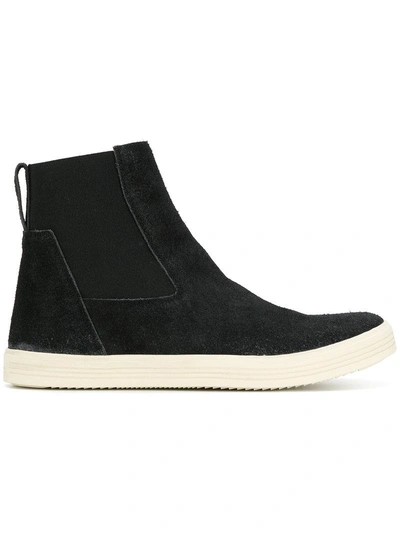 Rick Owens Black & Off-white Suede Mastodon Elastic Boots In 591 Blk Mil