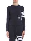 Thom Browne Sweatshirt With Striped Detail In Blu