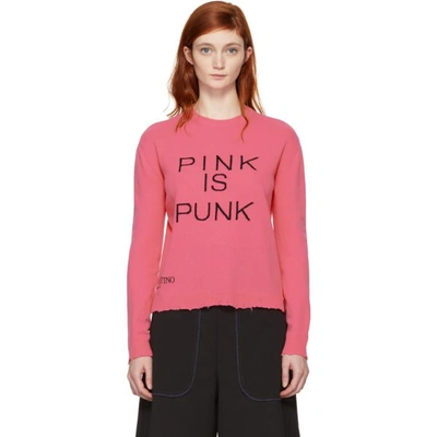 Valentino Pink Is Punk Crewneck Wool-cashmere Sweater