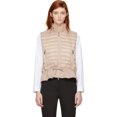 Moncler Blush Quilted Shell And Jersey Gilet In Light Pink