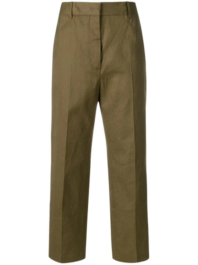 Jil Sander Cropped Tailored Trousers In Green