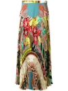 ETRO mixed print pleated skirt,17697435712573623