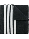 THOM BROWNE Full Needle Rib Scarf With White 4-Bar Stripe In Cashmere,MKS026A0001112559688