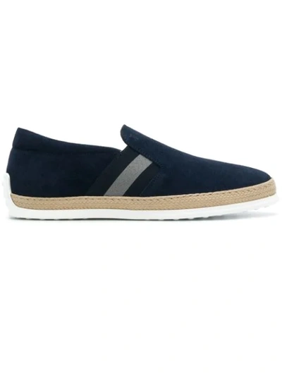 Tod's Pantofola Suede Slip-on Trainers In Blue