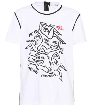 Miu Miu Swallows Print Cotton Jersey T-shirt In White