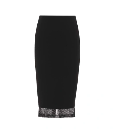 Victoria Beckham Lace Detail Pencil Skirt In Black