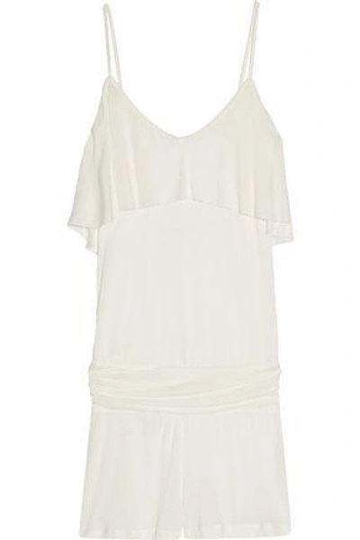 Tart Collections Woman Gianna Ruffled Modal And Silk-blend Playsuit Ivory
