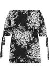 SONIA RYKIEL WOMAN OFF-THE-SHOULDER FLORAL-PRINT COTTON MINI DRESS BLACK,US 4772211933961443