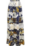 ROKSANDA ROKSANDA WOMAN PRINTED SILK MAXI SKIRT NAVY,3074457345618316411