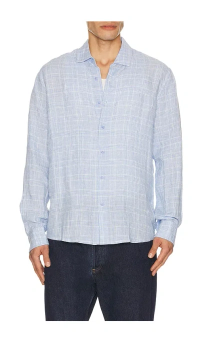 Onia Linen Long Sleeve Shirt In Blue Multi