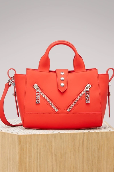 Kenzo Fire Red Gommato Leather Mini Kalifornia Handbag