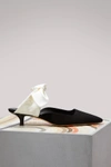 The Row Coco Suede And Satin Mules In Black/ivory