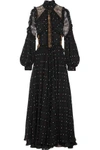 ELIE SAAB Lace-paneled polka-dot silk-blend chiffon gown,US 4772211931898992