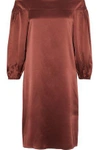 TIBI WOMAN OFF-THE-SHOULDER SILK-SATIN DRESS COPPER,US 4772211930196120