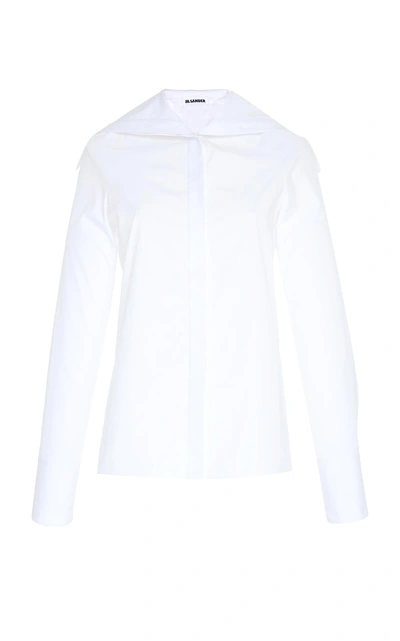 Jil Sander Sailor Collar Cotton Shirt In White