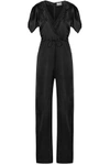 MAIYET Wrap-effect organza-trimmed silk-satin jumpsuit,US 4772211933315073