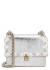 Fendi Kan I Small Silver Leather Shoulder Bag In Metallic