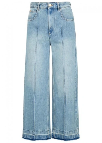 Isabel Marant Étoile Cabrio Blue Cropped Flared Jeans In Denim