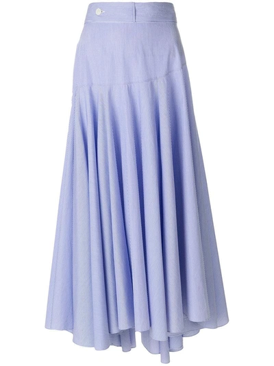 Loewe High Waisted Striped Cotton Midi Skirt In Blue