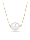 DAVID YURMAN WOMEN'S SOLARI SINGLE STATION NECKLACE IN 18K YELLOW GOLD WITH DIAMONDS & SOUTH SEA WHITE PEARL,400092885505