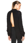 MUGLER Cable Knit Open Back Sweater