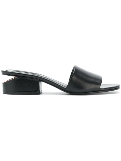 Alexander Wang Lou Leather Low-heel Slides In Black