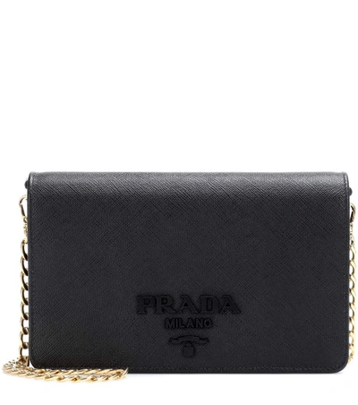 Prada Small Monochrome Crossbody Bag In Black