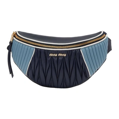 Miu Miu Two Tone Leather Belt Pack In Blue