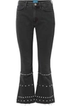 M.I.H. JEANS MARTY CROPPED STUDDED HIGH-RISE FLARED JEANS