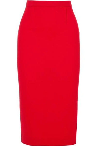 Roland Mouret Arreton Wool-crepe Pencil Skirt In Red