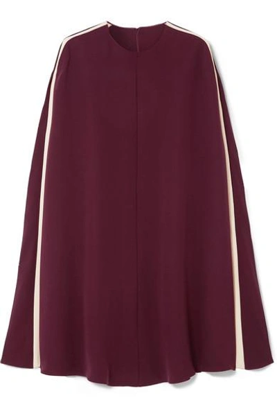 Valentino Cape-effect Silk-blend Mini Dress In Garnet