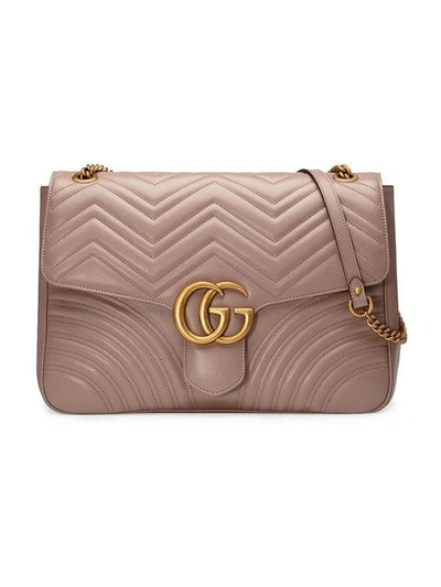 Gucci Gg Marmont Large Chevron Quilted Leather Shoulder Bag In Porcelain Rose