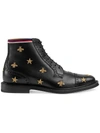 GUCCI Leather embroidered brogue boot,496257DX0B012578984
