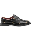 GUCCI GUCCI LEATHER EMBROIDERED BROGUE SHOE - BLACK,496259DX0B012578983