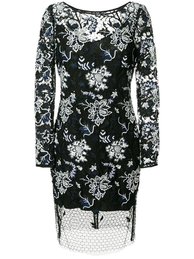 Diane Von Furstenberg Floral Lace Overlay Dress In Black Multi
